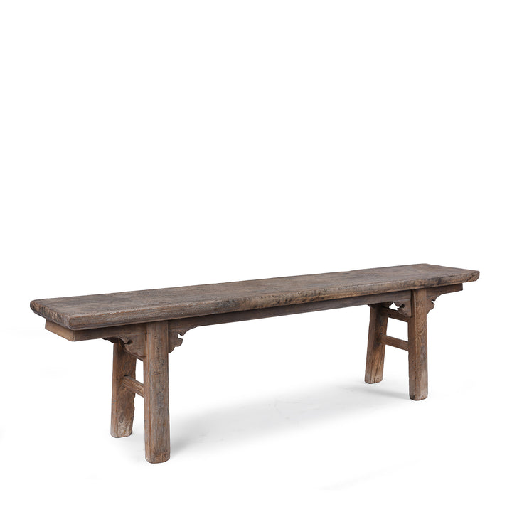Angled VIew Of Antique Chinese Spring Bench