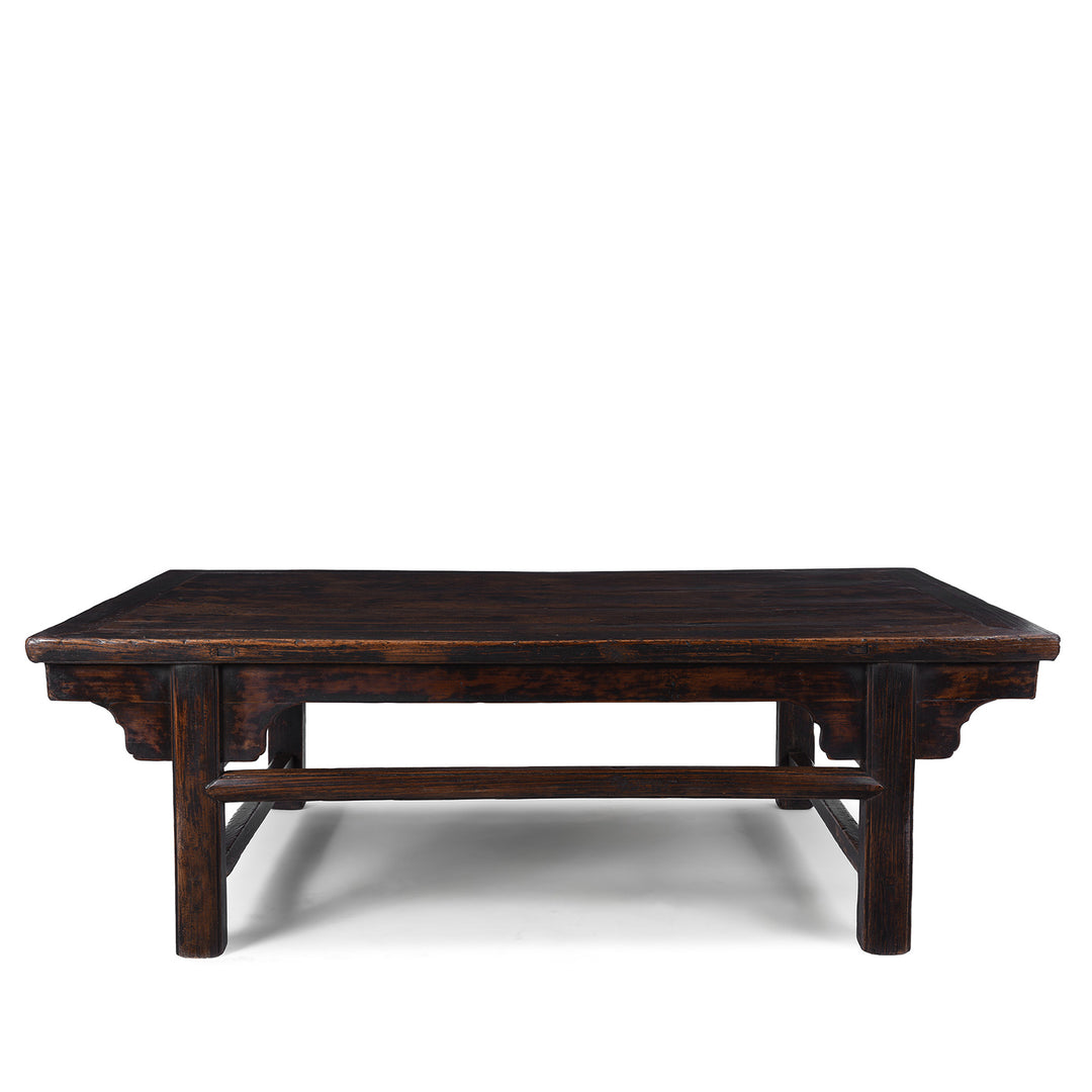 Old Chinese Elm Painters Table With Dark Worn Lacquer And Rich Patina Adapted As Coffee Table