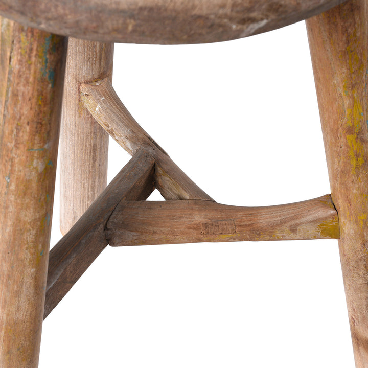 Detail Of Paint On Elm Farmers Three Legged Milking Stool From China