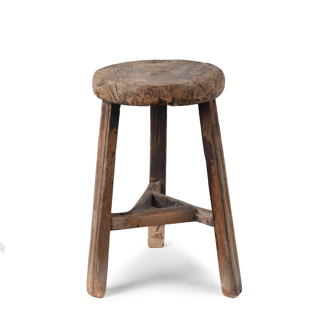 Antique rustic burr elm stool