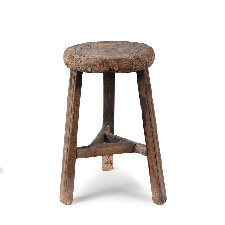 Antique rustic burr elm stool