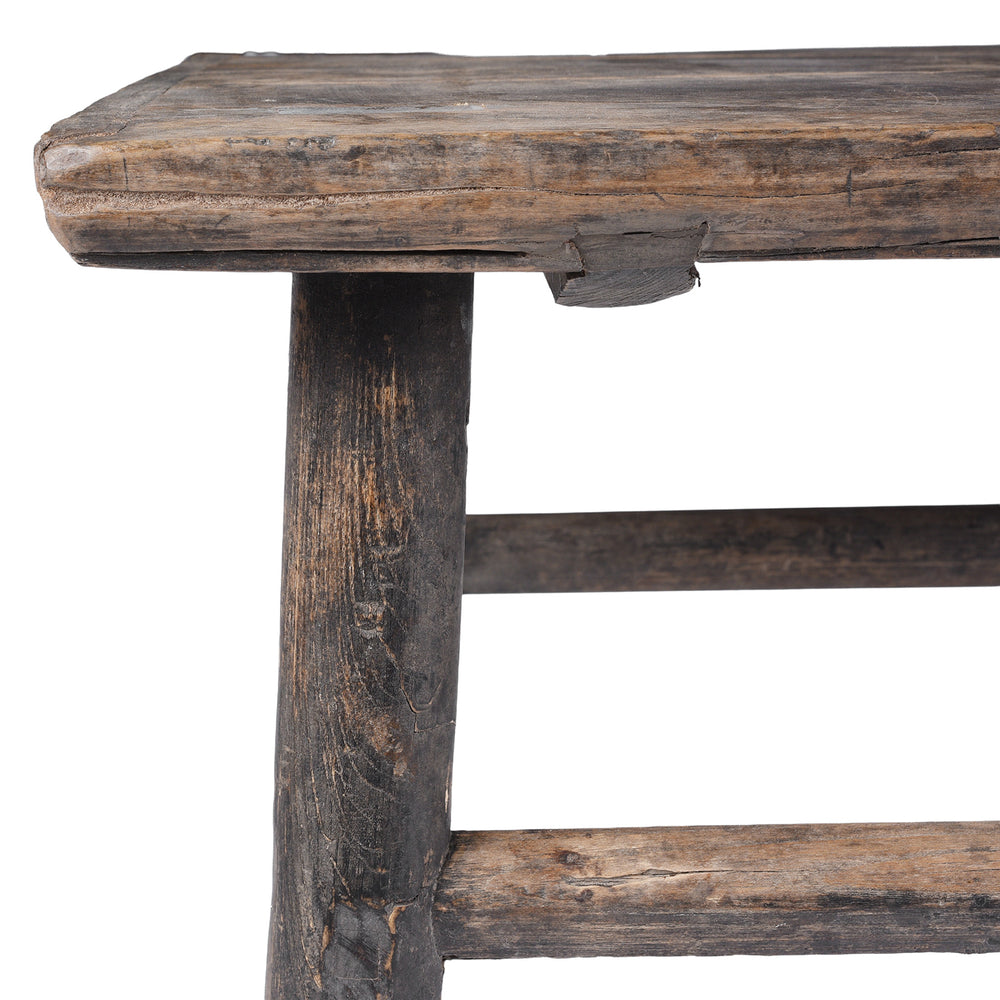 Corner Detail From Antique Chinese Walnut Coffee Table With Simple Form And Rich Natural Patina