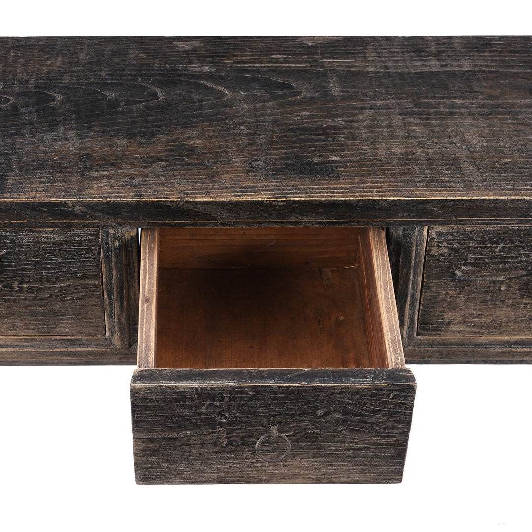 Dawer Detail From Antique Black Lacquer Console Table With 5 Drawers | Indigo Antiques