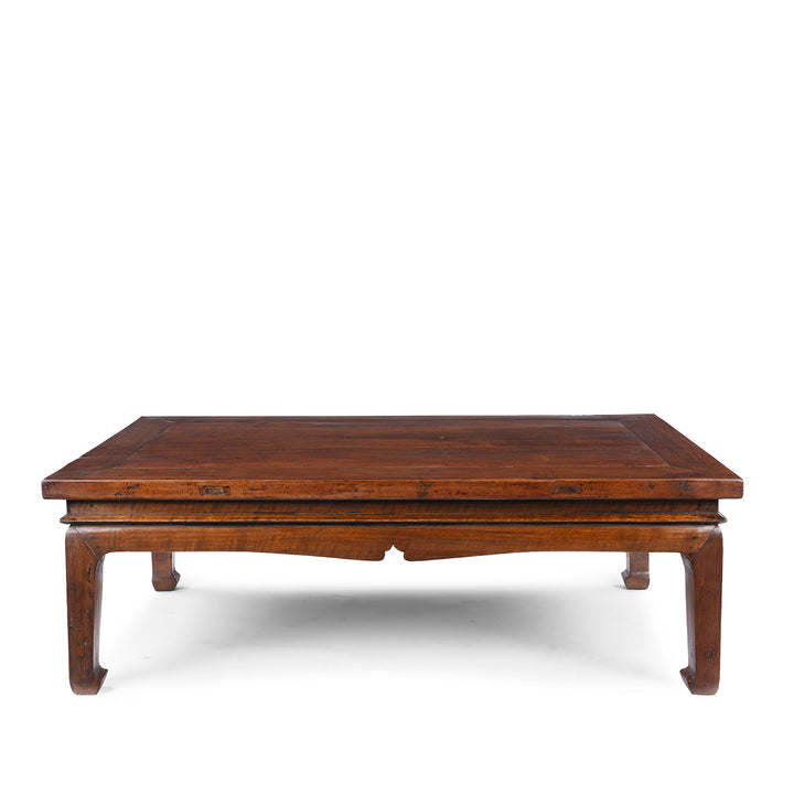 19th Century Chinese Walnut Coffee Table From Gansu Province With Shaped Apron And Rich Aged Patina