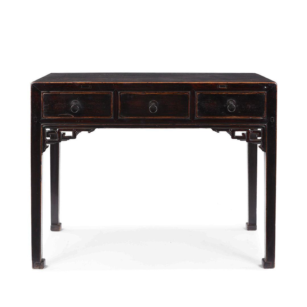 Antique Chinese Black Lacquer 3 Drawer Console Table | Indigo Antiques