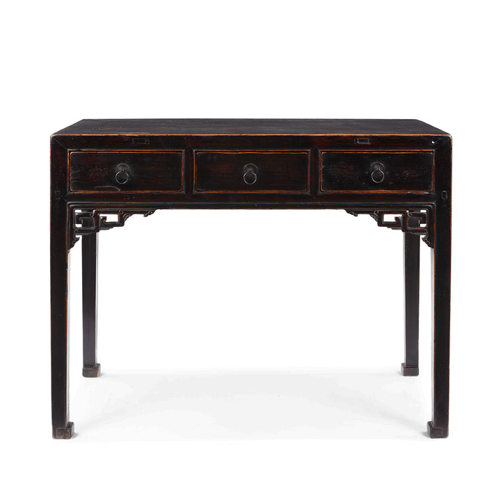 Antique Chinese Black Lacquer 3 Drawer Console Table | Indigo Antiques