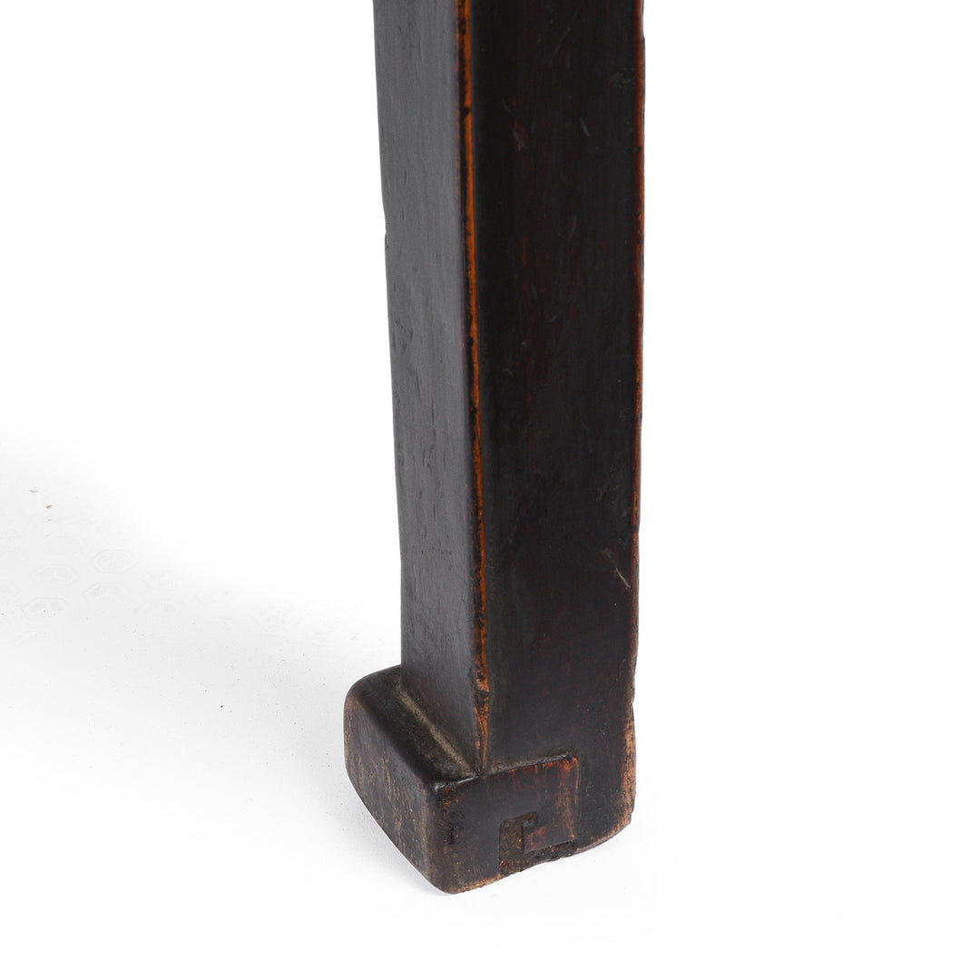 Leg Detail From Antique Chinese Black Lacquer 3 Drawer Console Table | Indigo Antiques