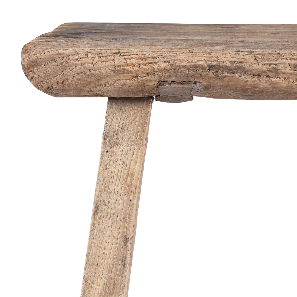 Corner Detail From Antique Chinese Elm Saddle Stool From Shanxi | Indigo Antiques