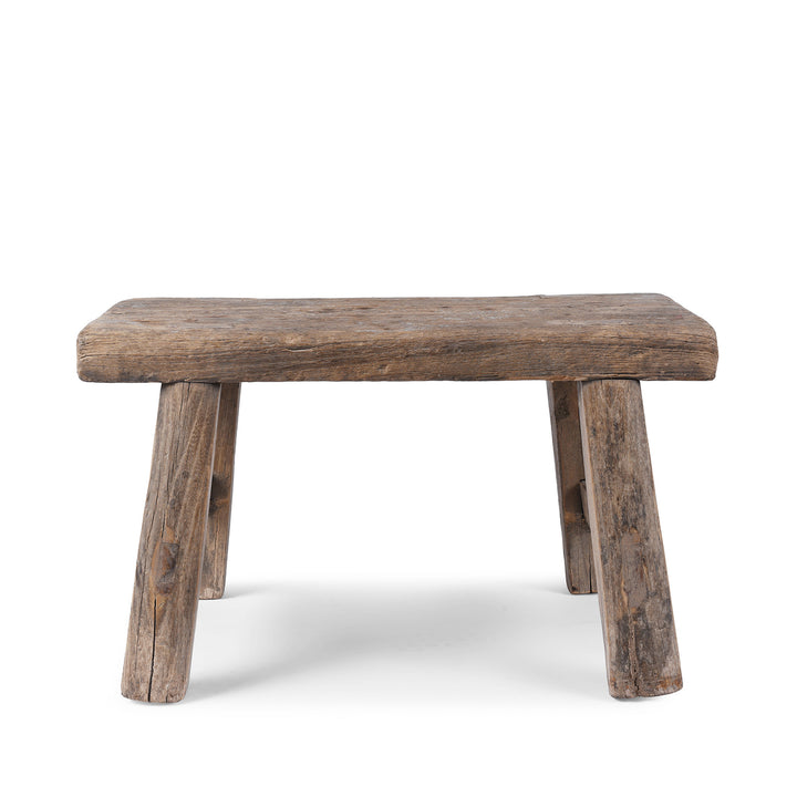 Antique Chinese Rustic Farmhouse Elm Stool | Indigo Antiques 