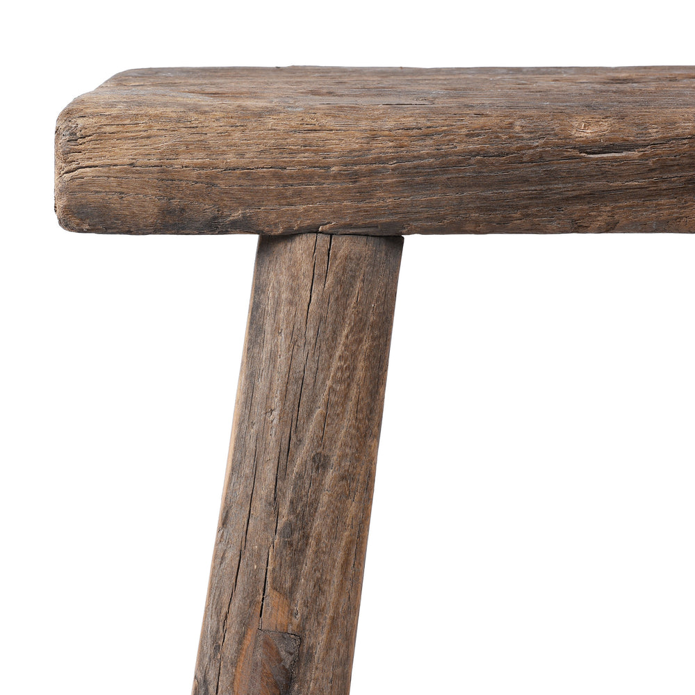 Corner Detail From Antique Chinese Rustic Farmhouse Elm Stool | Indigo Antiques 