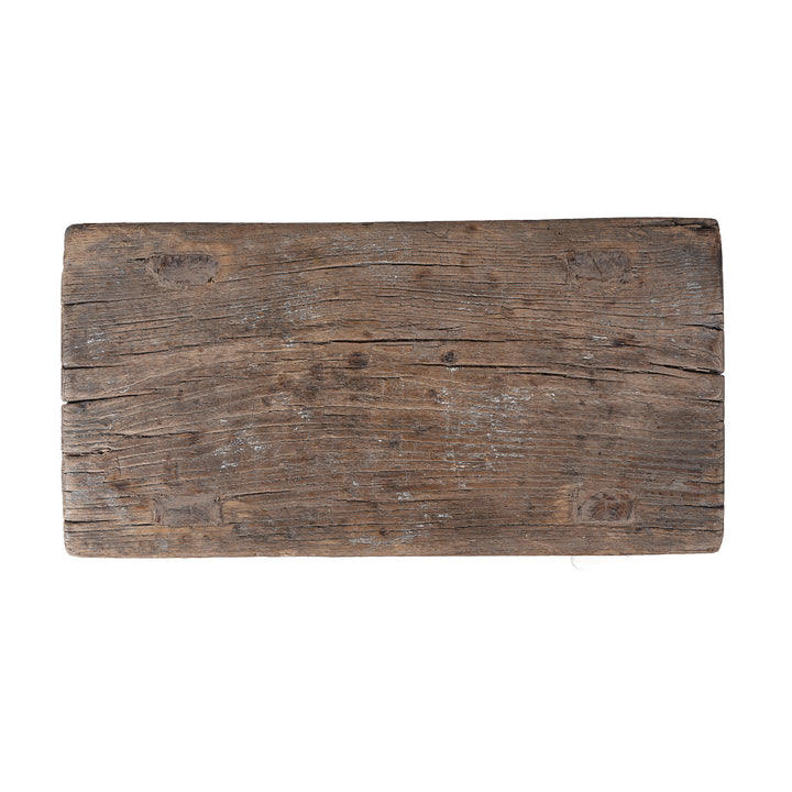 Top Down VIew Of Antique Chinese Rustic Farmhouse Elm Stool | Indigo Antiques 