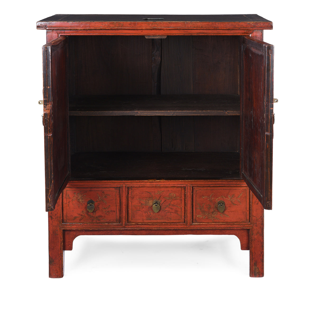 Interior Of Antique Gilt Red Lacquer Side Cabinet From Shanxi | Indigo Antiques