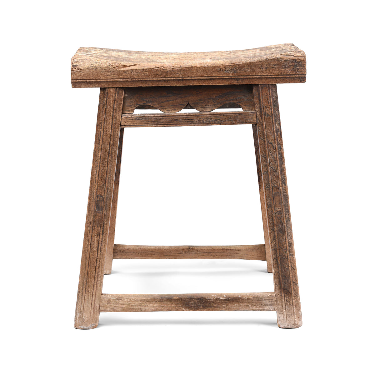 Antique Rustic Chinese Farmhouse Elm Stool | Indigo Antiques 