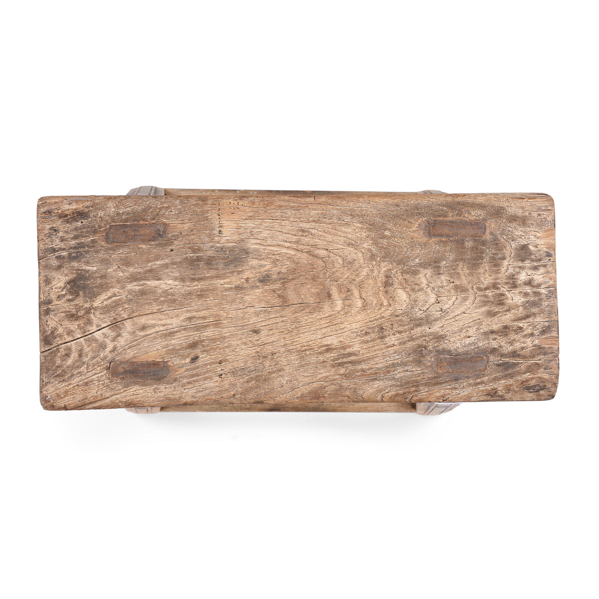 Top Down VIew Of Antique Rustic Chinese Farmhouse Elm Stool | Indigo Antiques 
