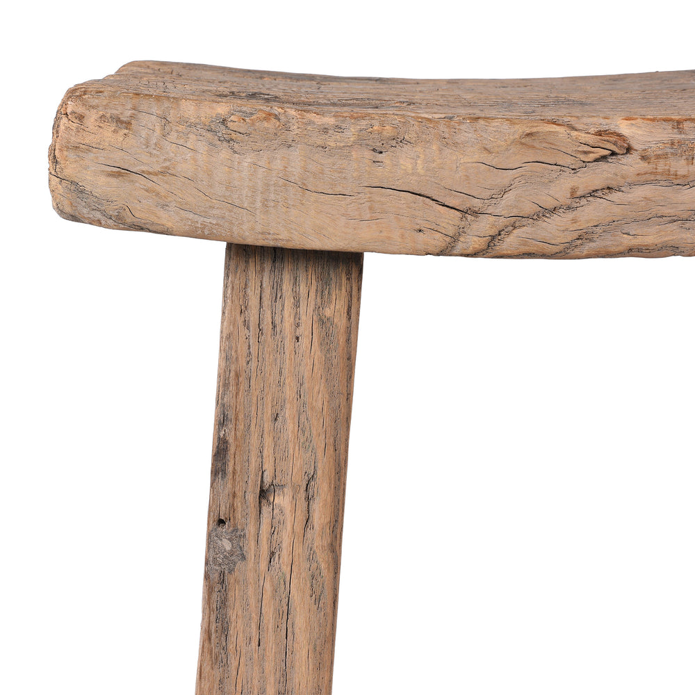Corner Detail From Antique Elm Saddle Stool From Shanxi