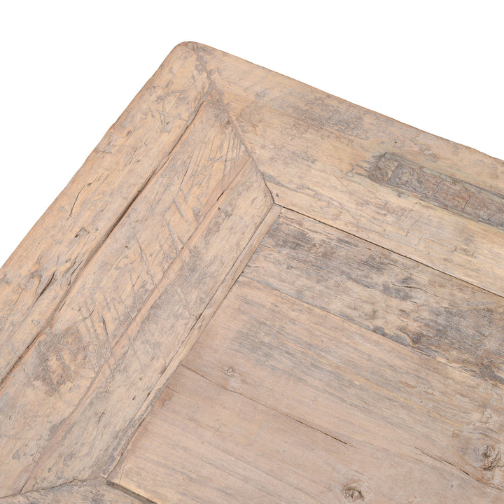 Top Corner Detail From Bleached Hardwood Sideboard From Xinjiang China With Intricately Carved Moorish Arch Panels Converted From Antique Daybed Late 19Th Century