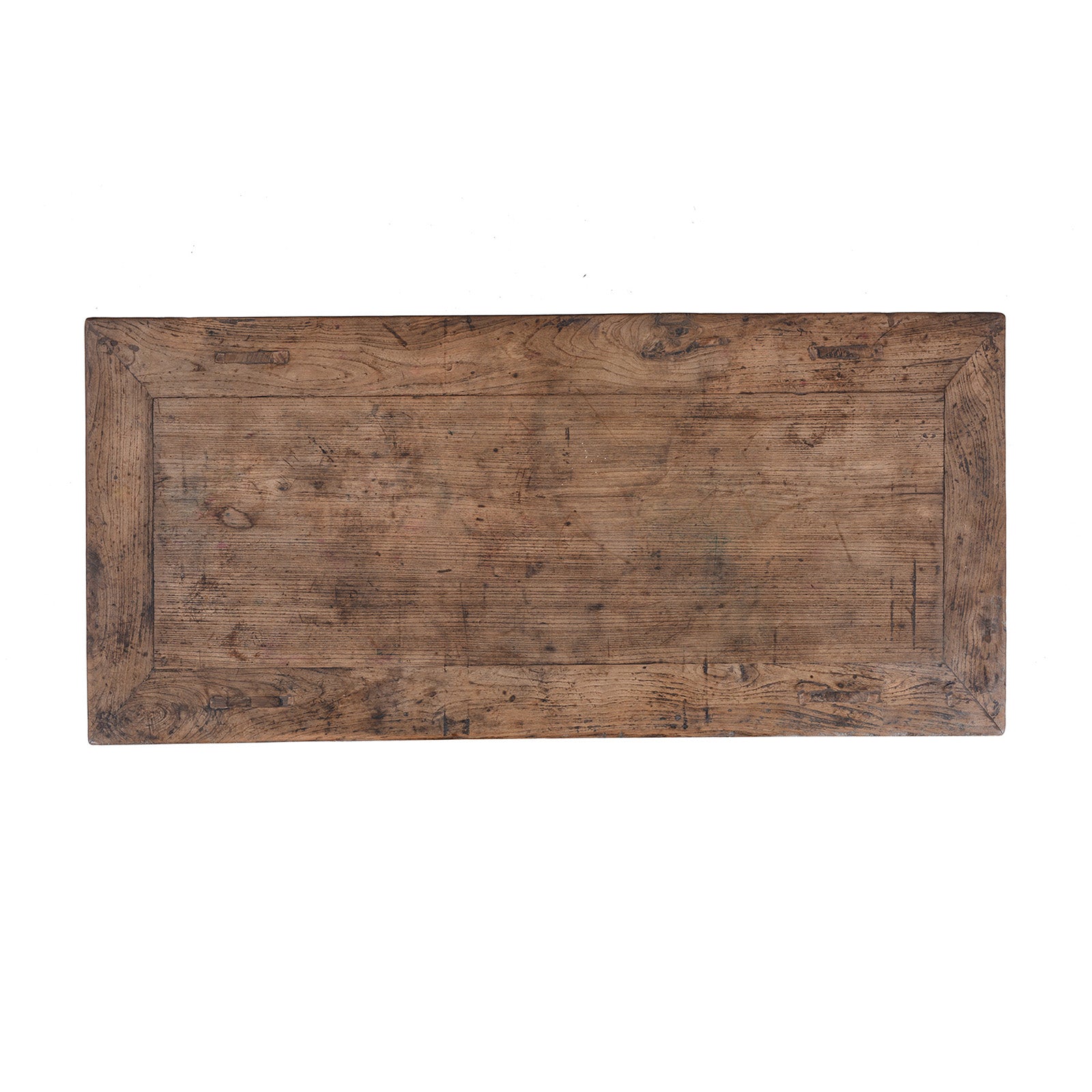 Top Down View Of 19th Century Chinese Shanxi Elm Half Table With Three Drawers And Carved Details | Indigo Antiques