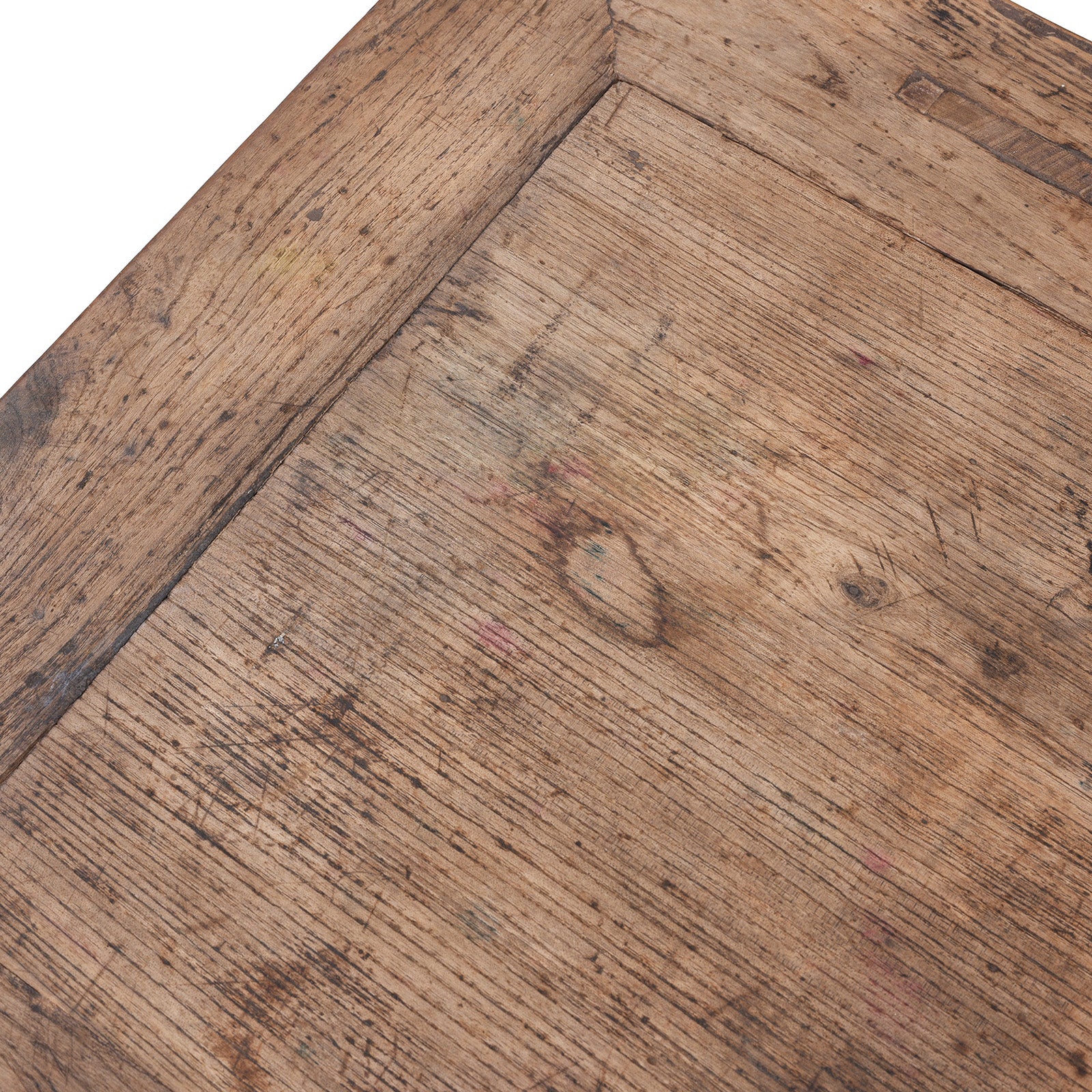 Surface Top Detail From 19th Century Chinese Shanxi Elm Half Table With Three Drawers And Carved Details | Indigo Antiques