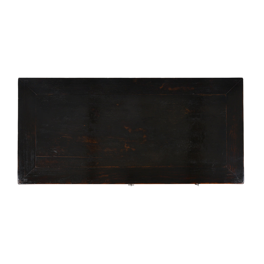 Top Down View Of Black Lacquer Three Drawer Console Table From Shanxi China 19th Century