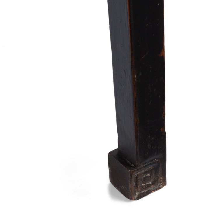 Leg Carving Detail From Black Lacquer Three Drawer Console Table From Shanxi China 19th Century