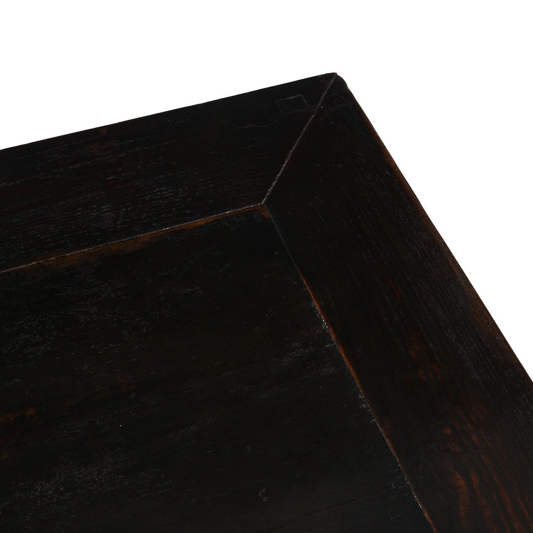 Top Down Corner Detail From Black Lacquer Three Drawer Console Table From Shanxi China 19th Century