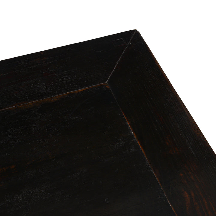 Top Down Corner Detail From Black Lacquer Three Drawer Console Table From Shanxi China 19th Century