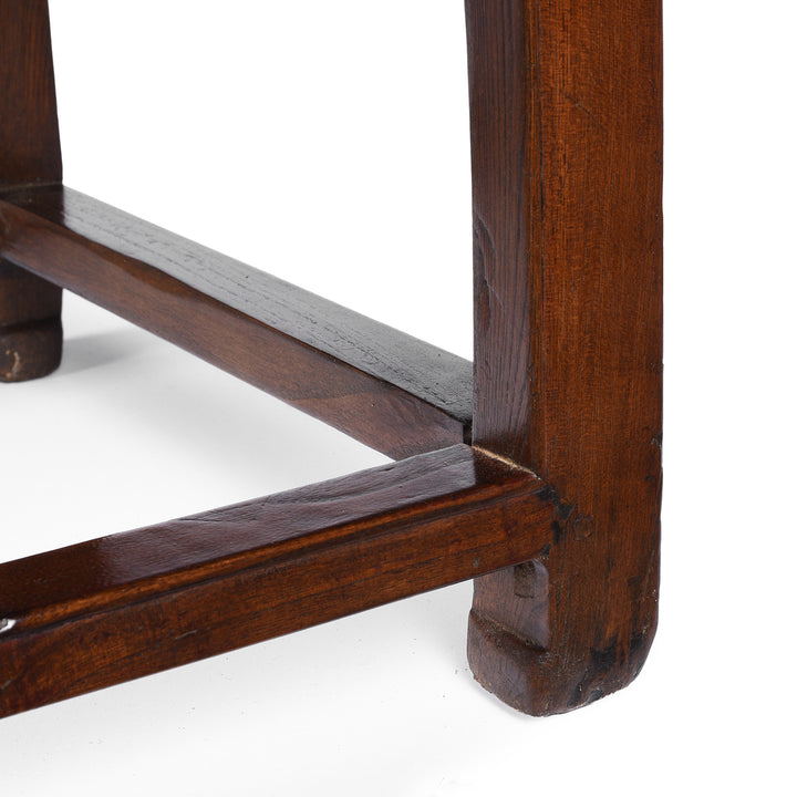 Leg Detail From Antique Red Elm Square Side Table From Jiangsu | Indigo Antiques