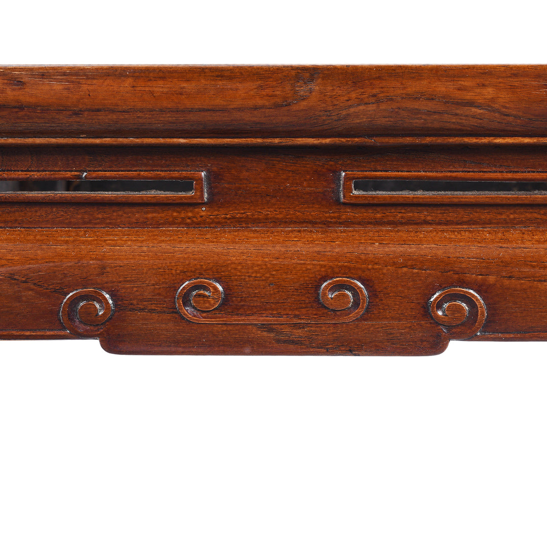 Carving Detail From Antique Red Elm Square Side Table From Jiangsu | Indigo Antiques