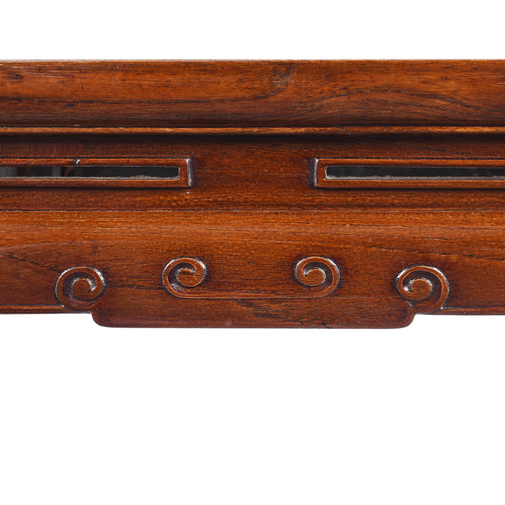 Carving Detail From Antique Red Elm Square Side Table From Jiangsu | Indigo Antiques