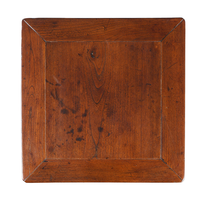 Top Down View Of Antique Red Elm Square Side Table From Jiangsu | Indigo Antiques