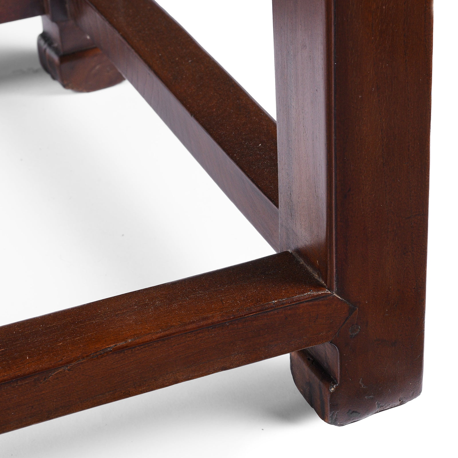 Leg Detail From Antique Red Elm Square Side Table From Jiangsu | Indigo Antiques