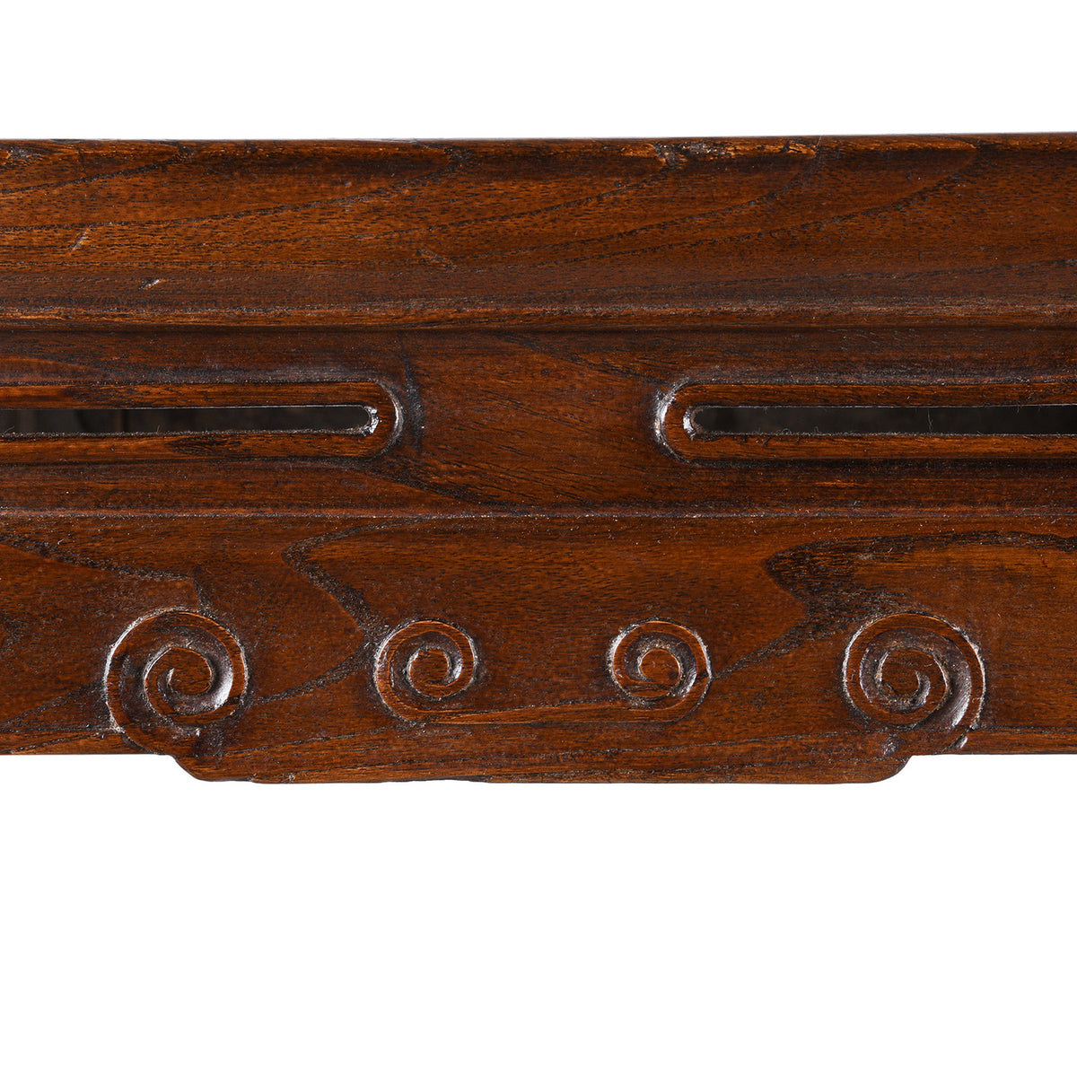 Carving Detail From Antique Chinese Red Elm Square Side Table | Indigo Antiques