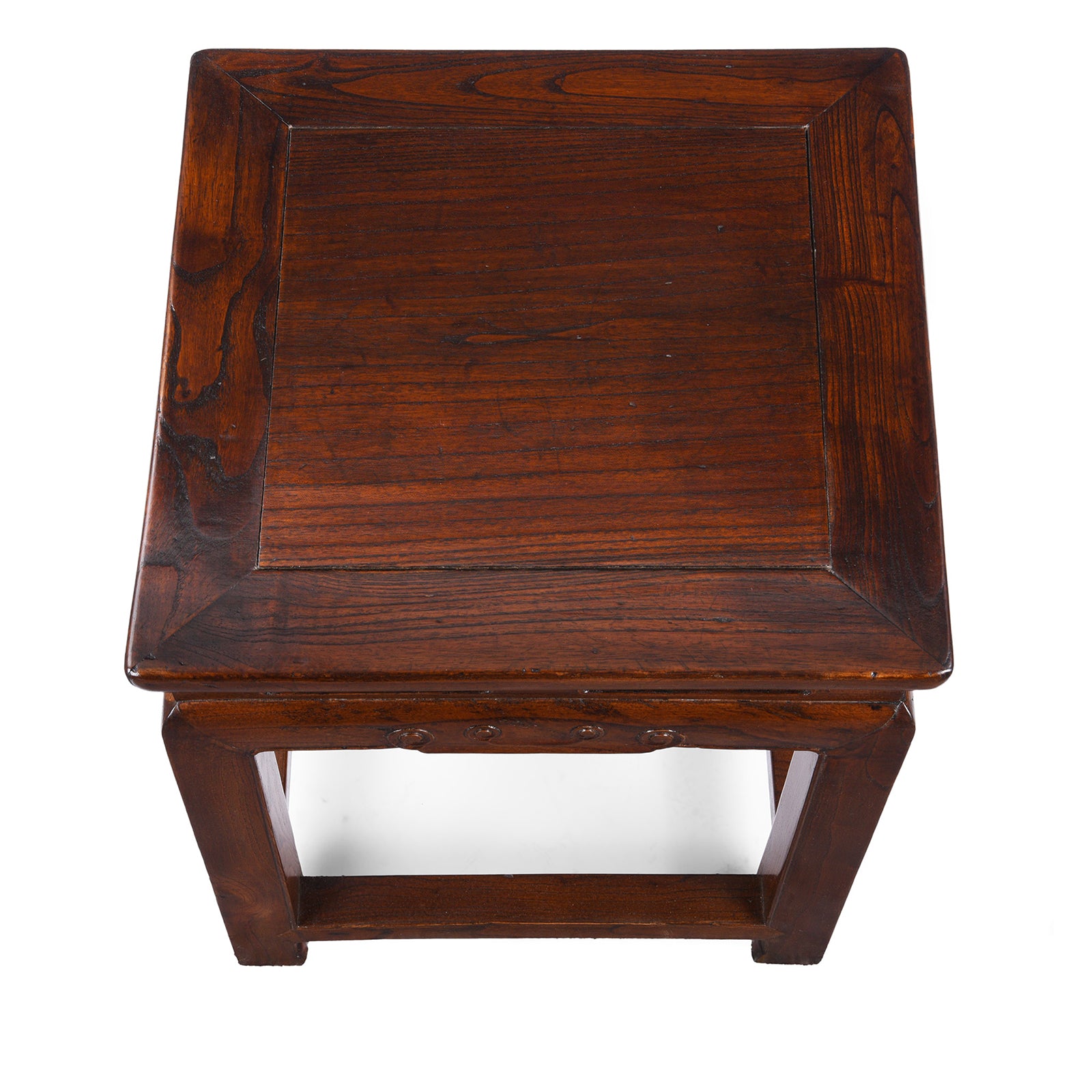 Top Down View Of Antique Chinese Red Elm Square Side Table | Indigo Antiques