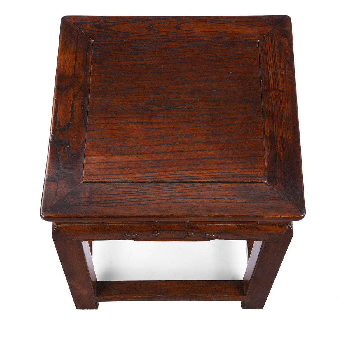 Top Down View Of Antique Chinese Red Elm Square Side Table | Indigo Antiques
