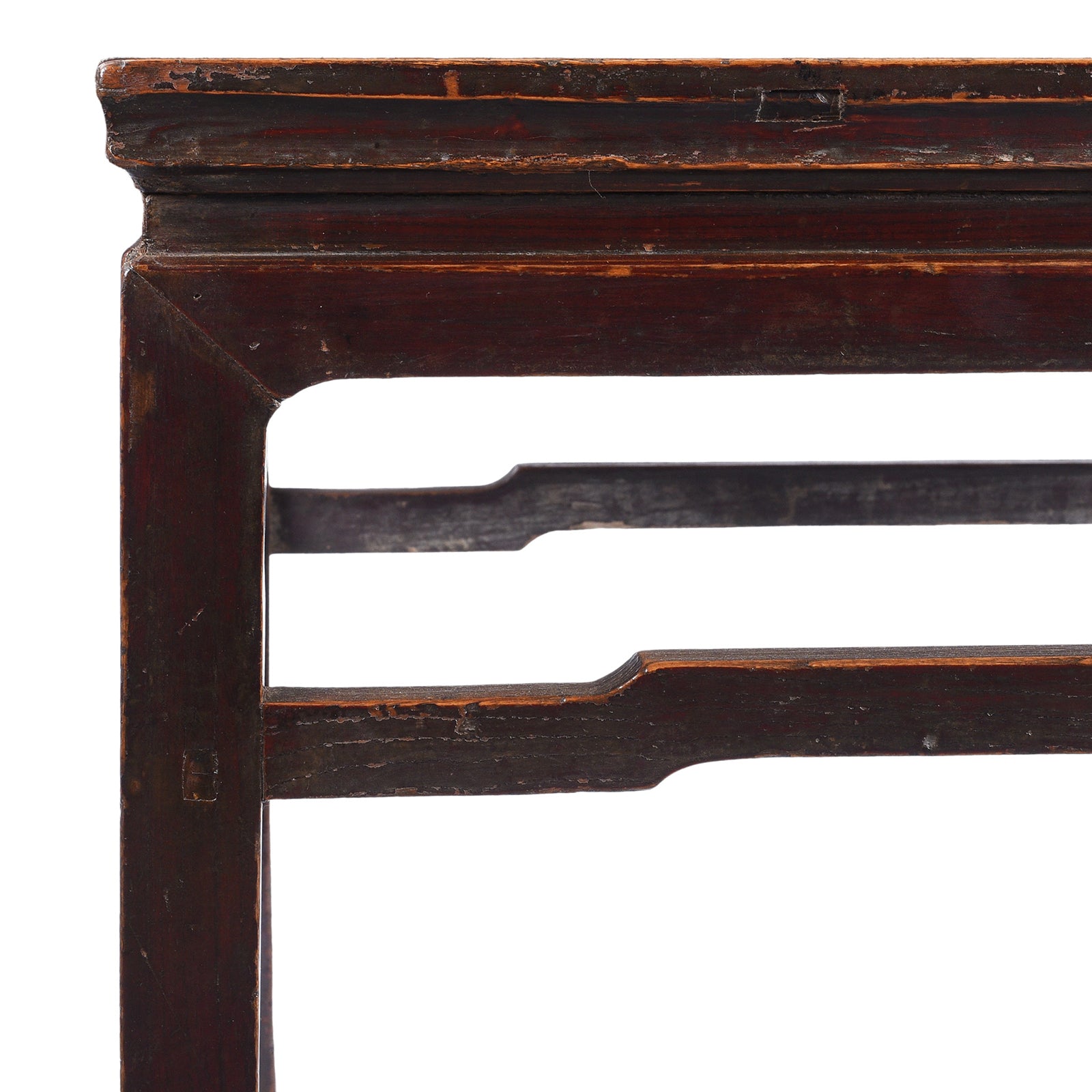 Corner Detail From Chinese Elm Square Side Table From Shanxi  - 19thC | Indigo Antiques