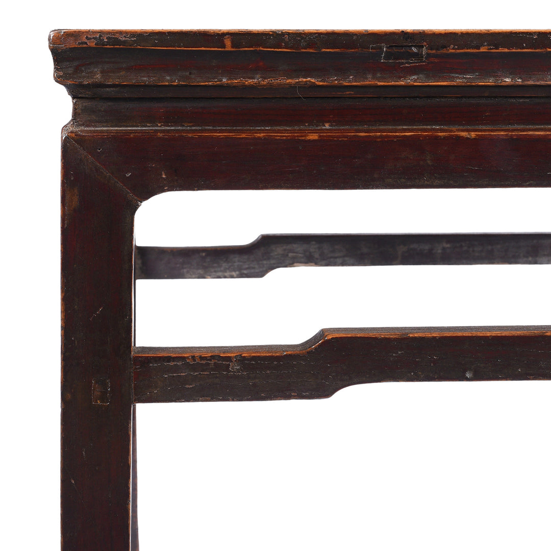 Corner Detail From Chinese Elm Square Side Table From Shanxi  - 19thC | Indigo Antiques