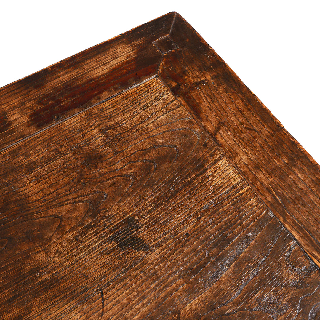 Top Corner Detail From Chinese Elm Square Side Table From Shanxi  - 19thC | Indigo Antiques
