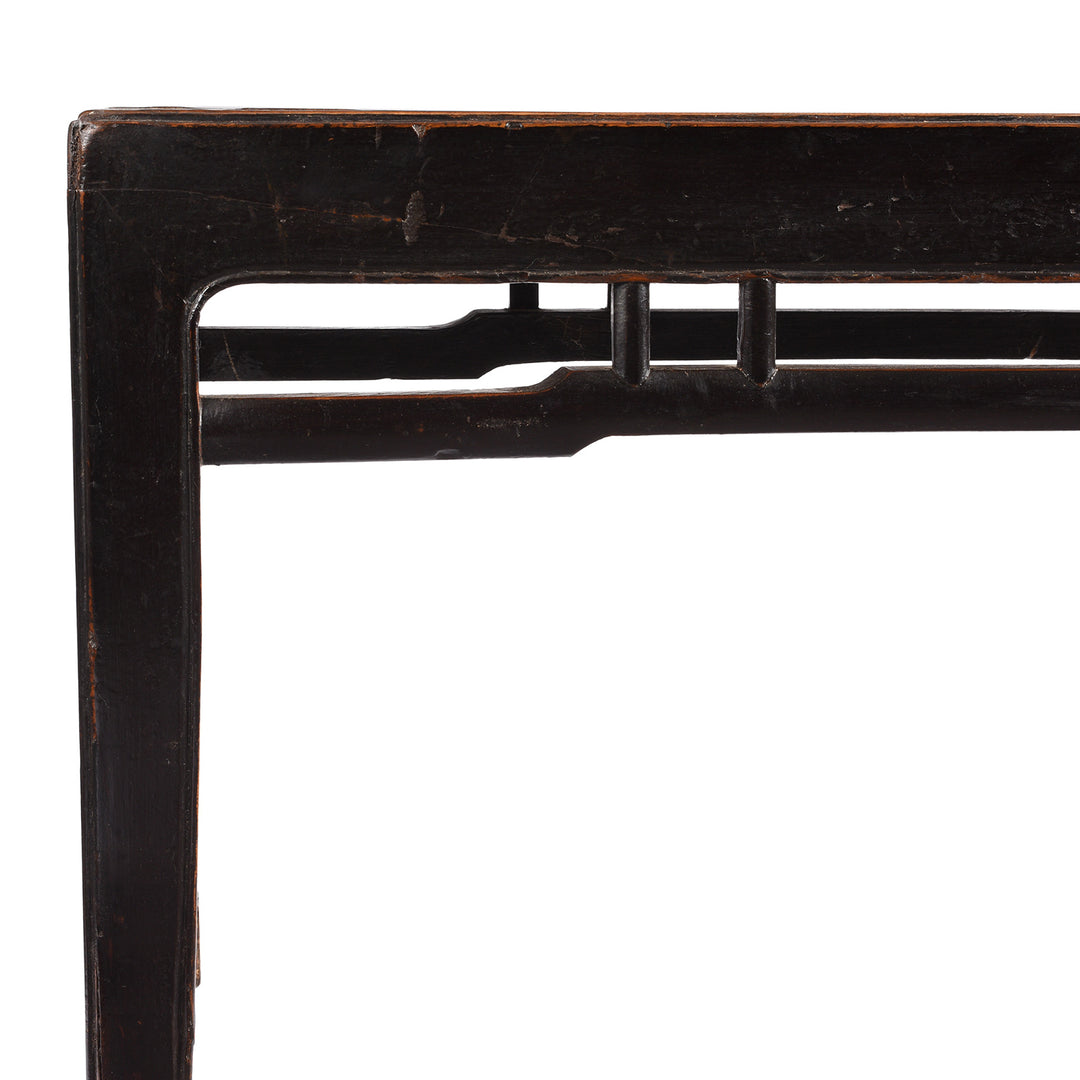 Corner Detail From Antique Red Elm Bench / Coffee Table From Jiangsu | Indigo Antiques