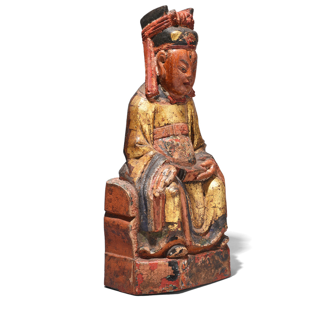 Angled View Of Antique Chinese Ancestor Figure Of of Erlang Shen | Indigo Antiques