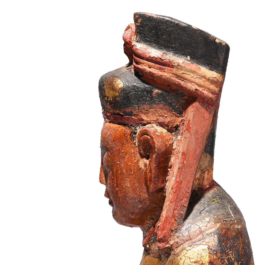 Portrait View Of Antique Chinese Ancestor Figure Of of Erlang Shen | Indigo Antiques