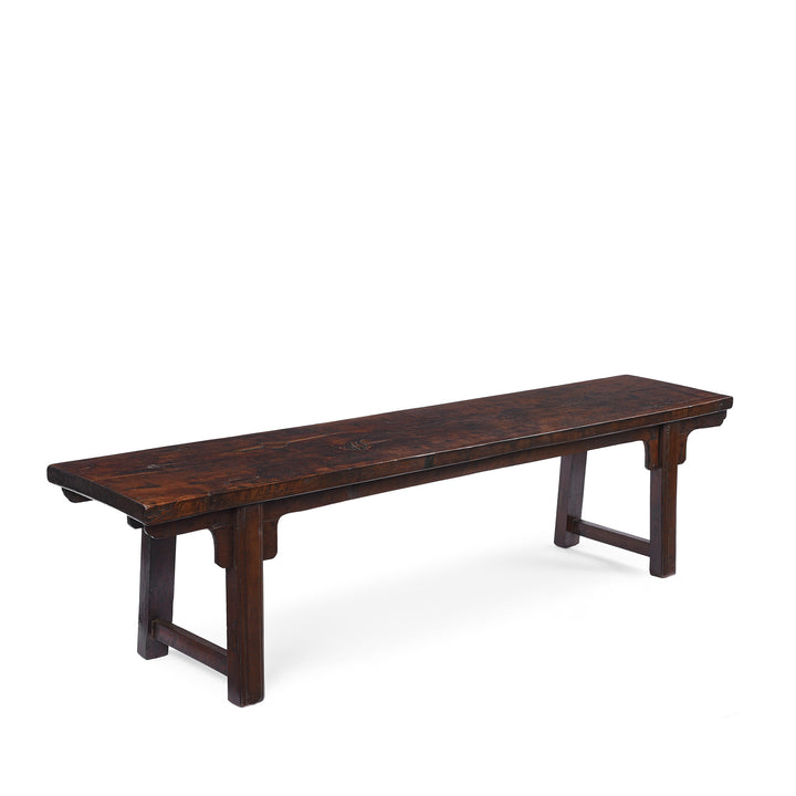 Angled View Of Antique Chinese Walnut Bench | Indigo Antiques