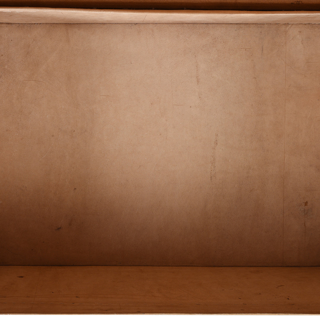 Interior Detail From Antique Tan Leather Trunk From Shanghai | Indigo Antiques