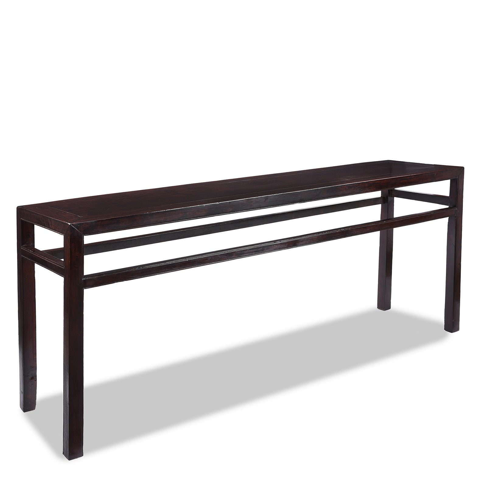 Angled View Of Antique Chinese Walnut Console Table | Indigo Antiques