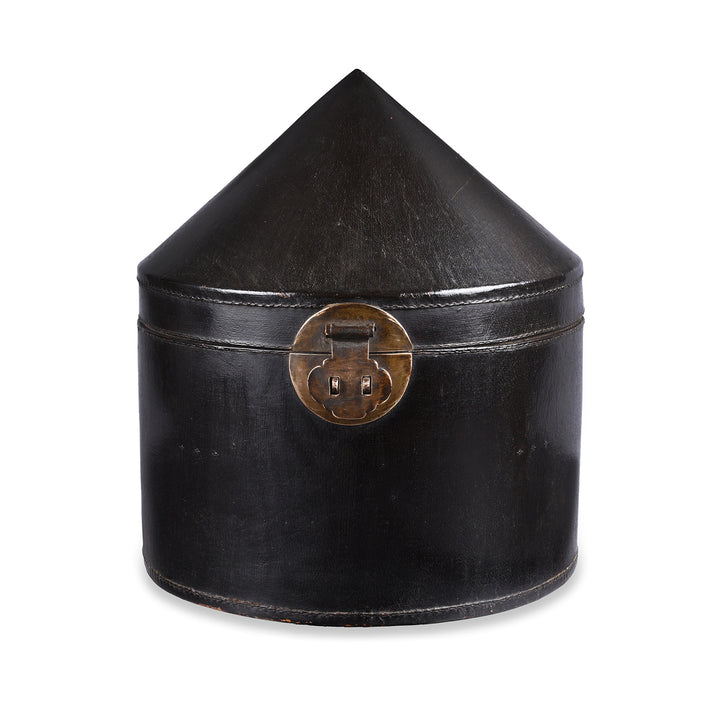 Black Pointed Leather Hat Box From Shanghai | Indigo Antiques
