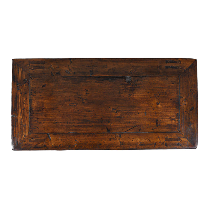 Top Down VIew Of Painted Nineteenth Century Qinghai Cabinet With Hand Painted Tiger Panels And Dragon Motif | Indigo Antiques