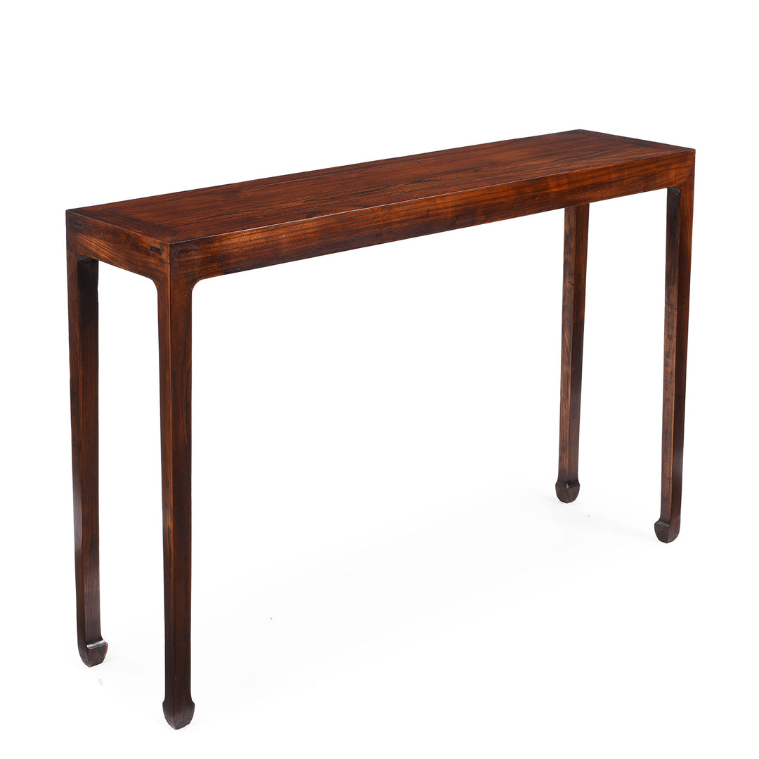 Angled View Of Console Table Made From Old Elm - Ming Style | Indigo Antiques