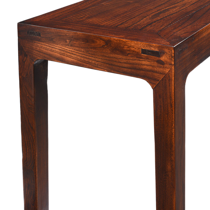 End Of Table Detail From Console Table Made From Old Elm - Ming Style | Indigo Antiques