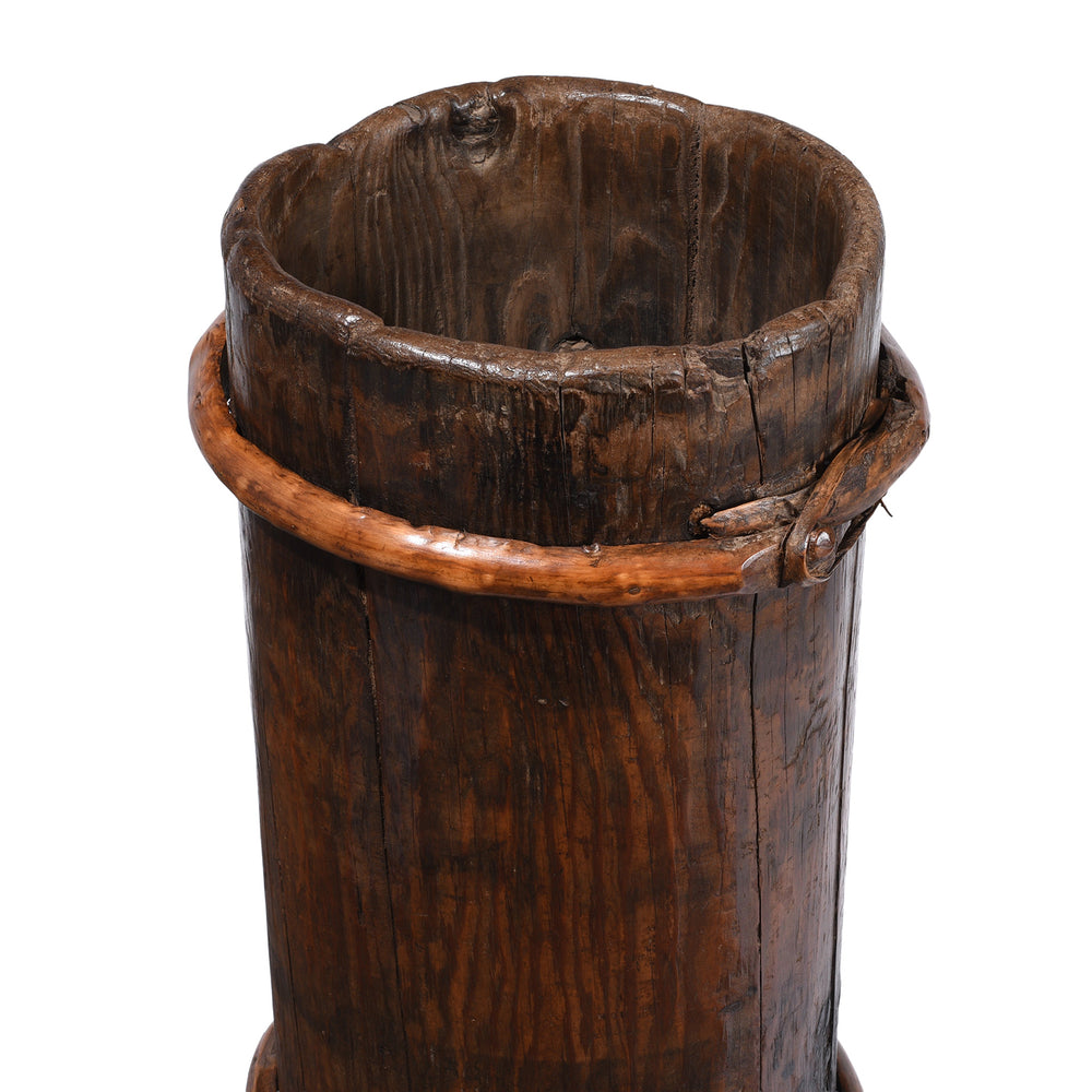 Rim Detail From Antique WIllow & Pine Tibetan Butter Churn