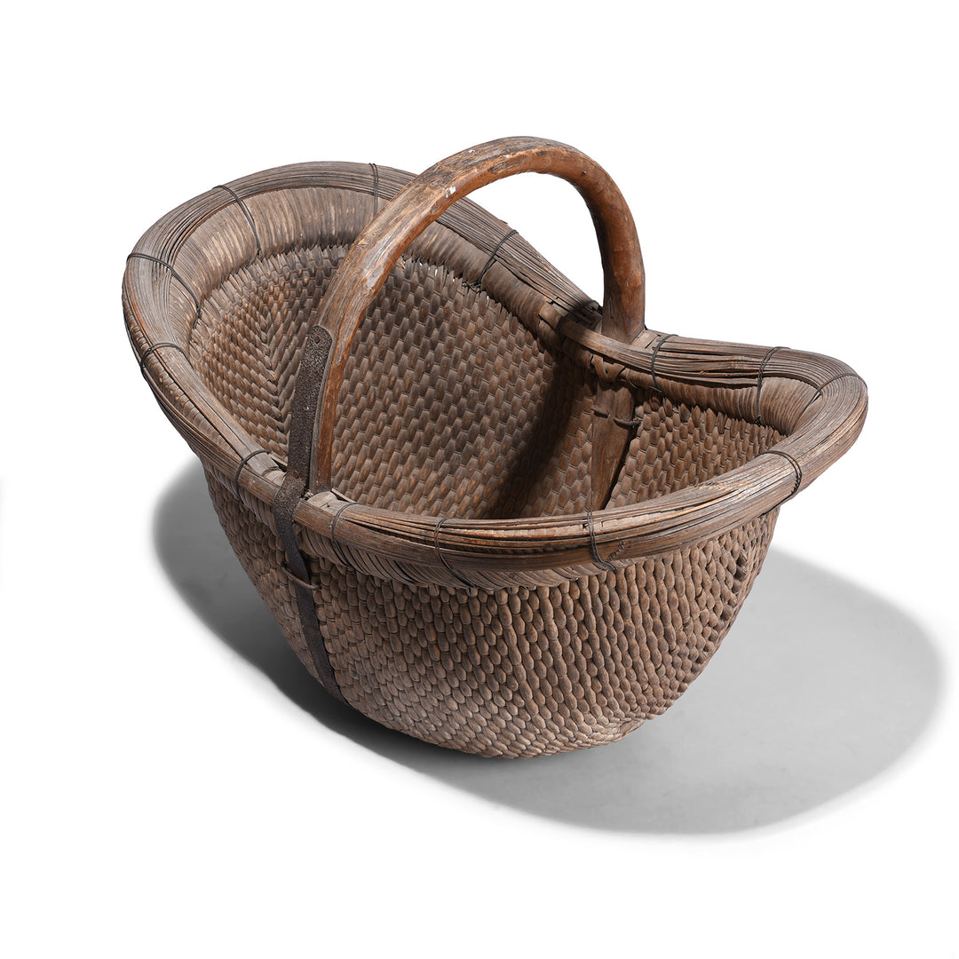 Vintage Woven Willow Farmers Basket | Indigo Antiques