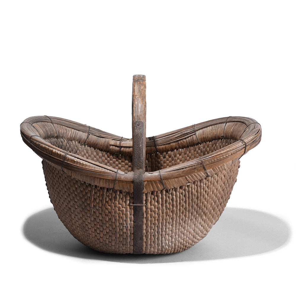Vintage Woven Willow Farmers Basket | Indigo Antiques